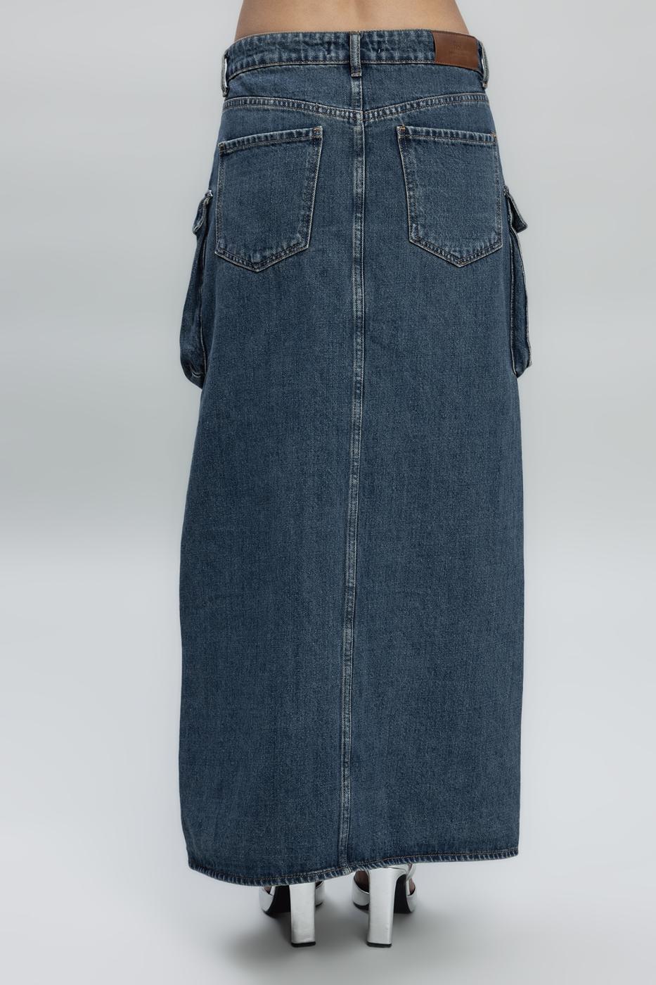 Cargo Pocketed Denim Skirt İndigo