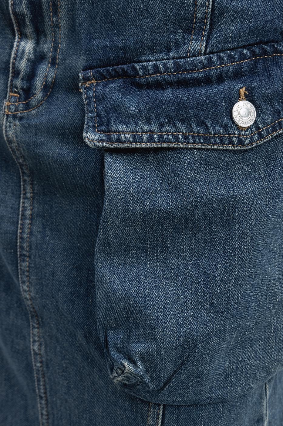 Cargo Pocketed Denim Skirt İndigo