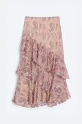 Layered Ruffled Maxi Chiffon Skirt Powder