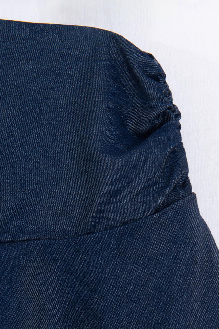 Layered Mini Denim Shorts Skirt Navy