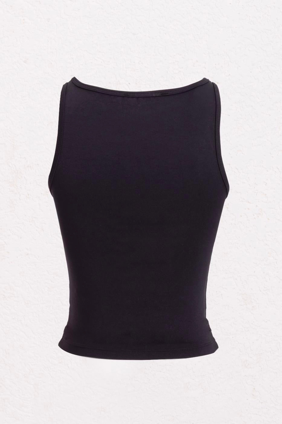 Soft Texture Top with Boat Neck Detail Black