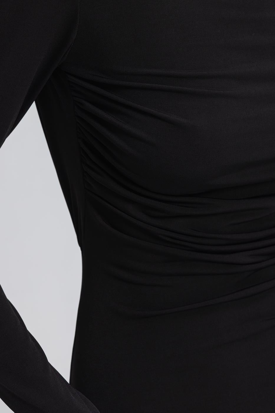 Boat Neck Low Back Maxi Dress Black