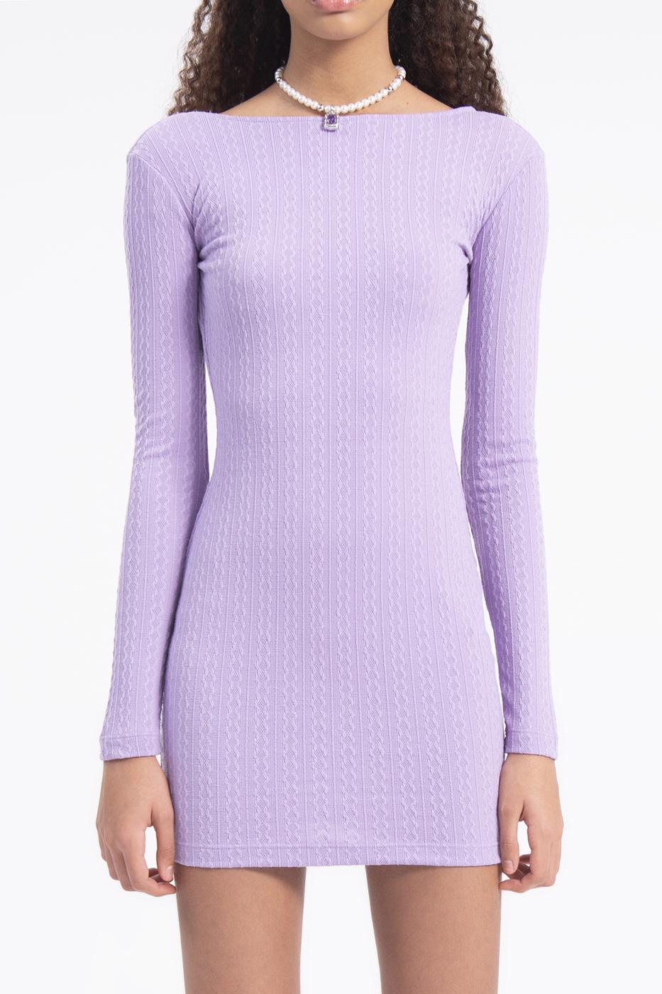 Boat neck open back mini dress