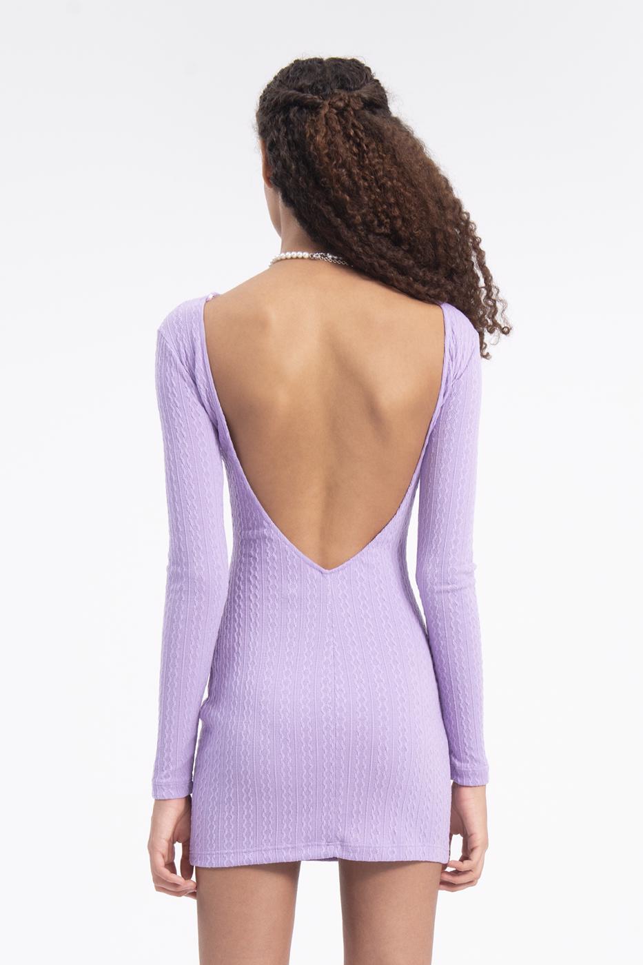 Boat neck open back mini dress