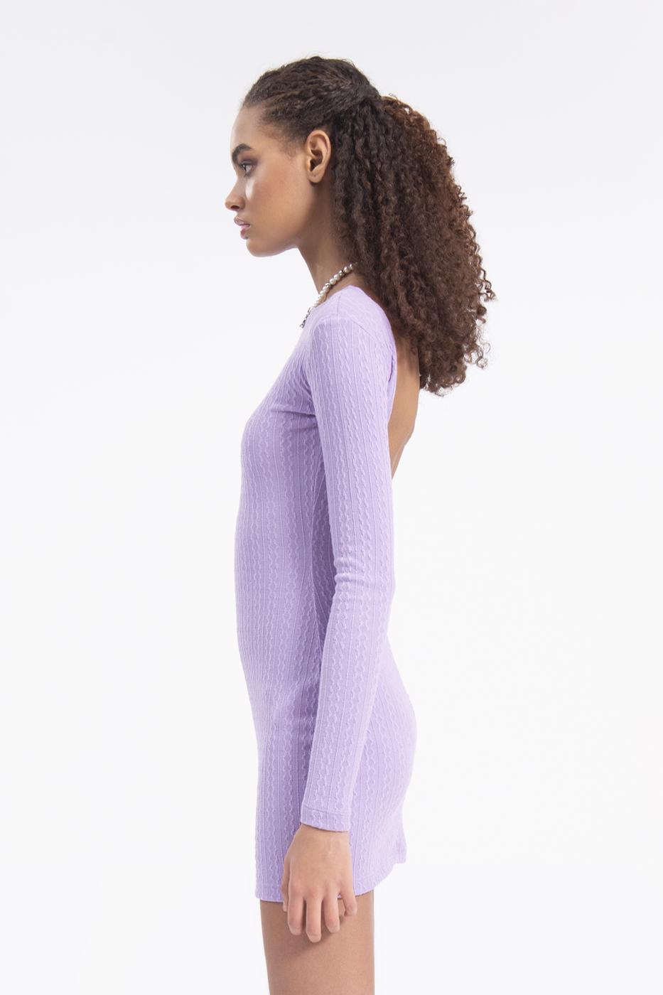 Boat neck open back mini dress