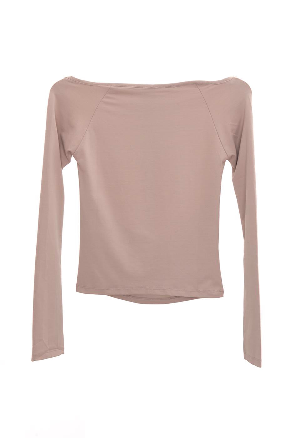 Boat neck open back top Dark beıge