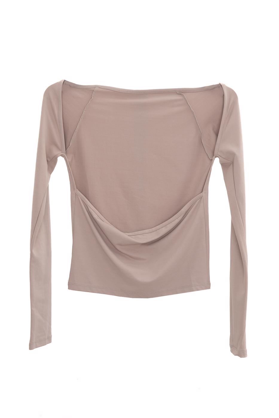 Boat neck open back top Dark beıge