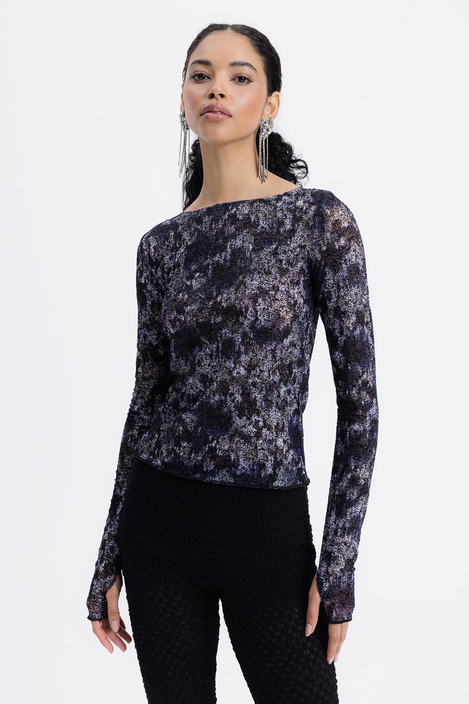 Boat Neck Tulle Top