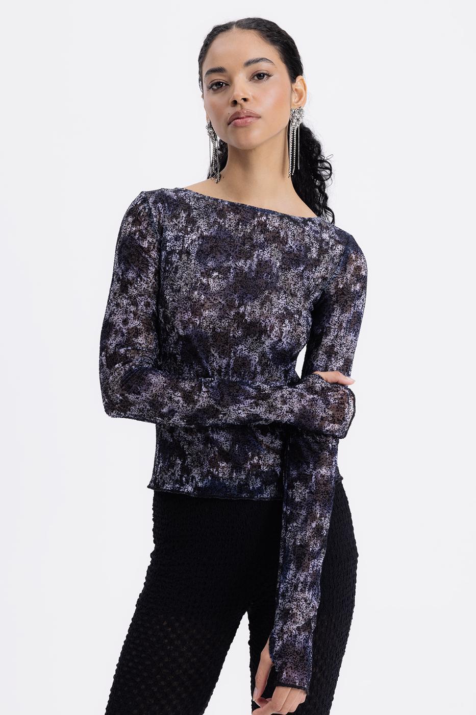 Boat Neck Tulle Top