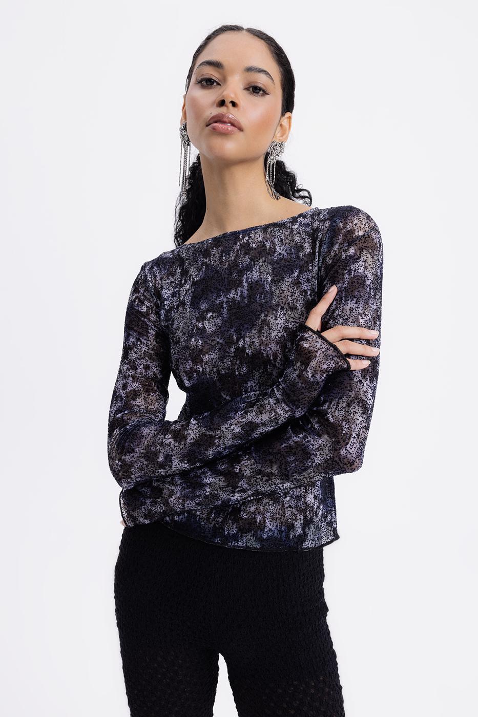 Boat Neck Tulle Top