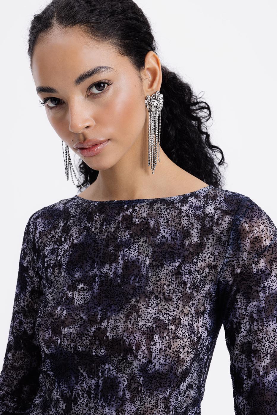 Boat Neck Tulle Top