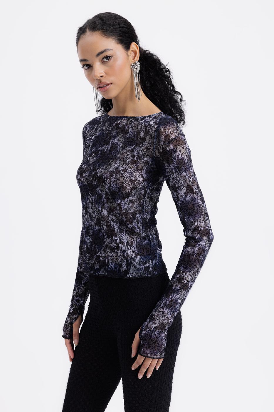 Boat Neck Tulle Top