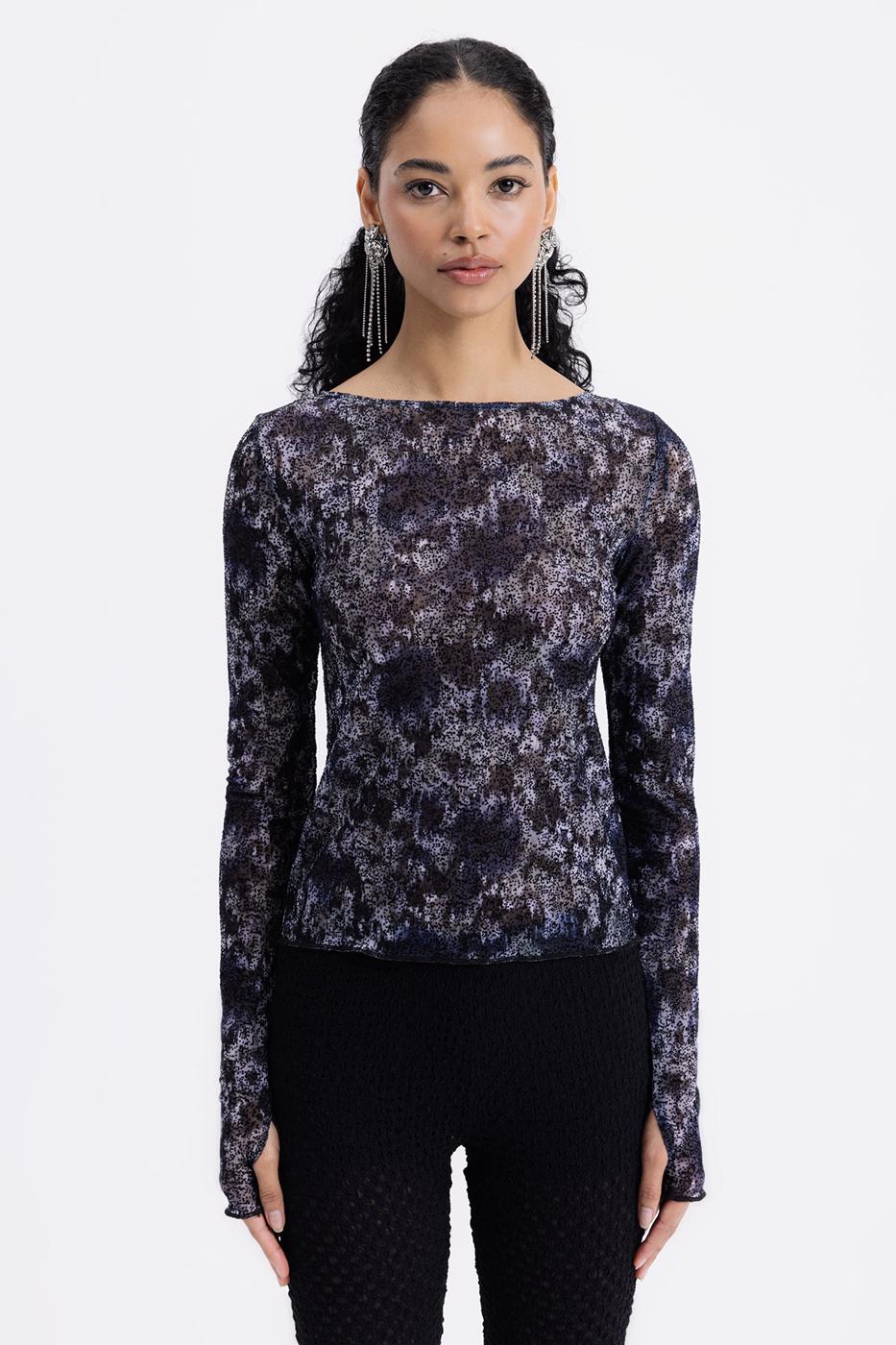 Boat Neck Tulle Top