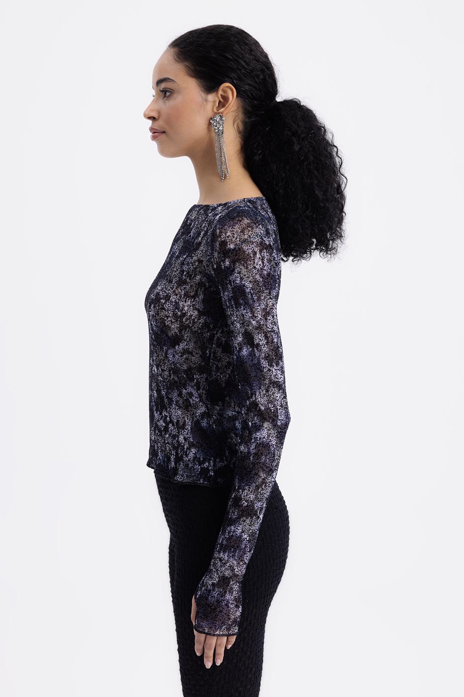 Boat Neck Tulle Top