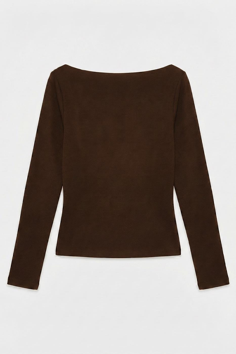 Boat Neck Top Brown