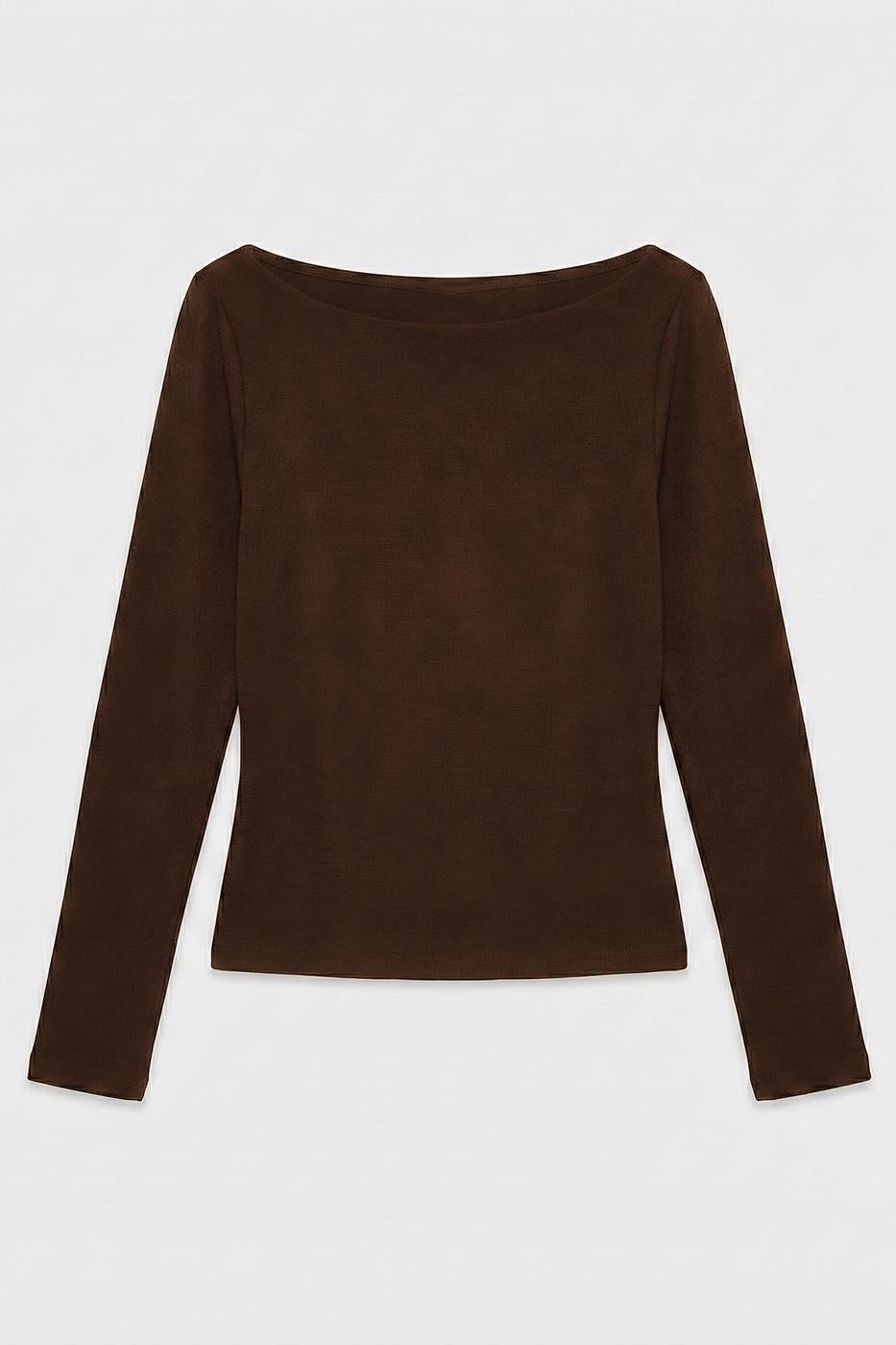 Boat Neck Top Brown