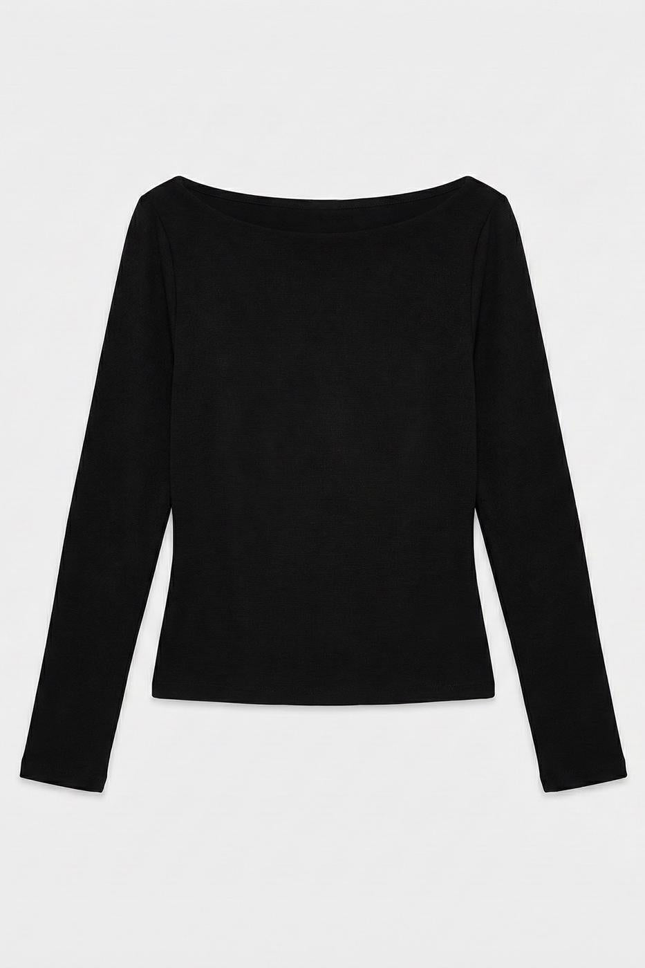 Boat Neck Top Black