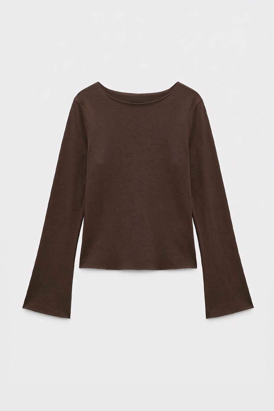 Boat Neck Top Brown