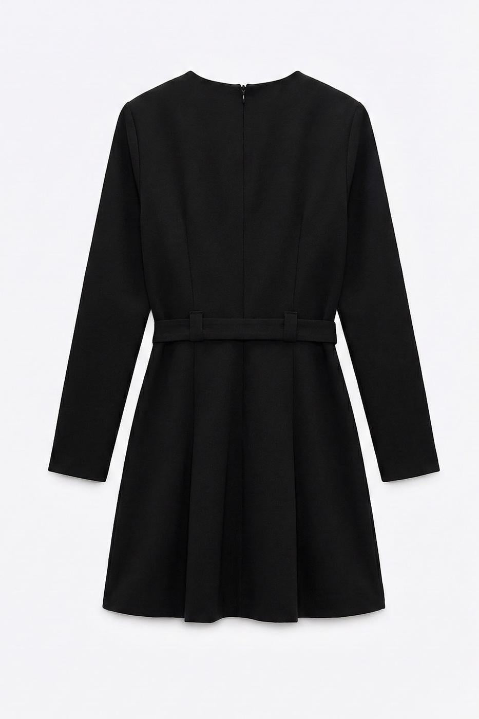 Mini Dress with Belt Detail Black