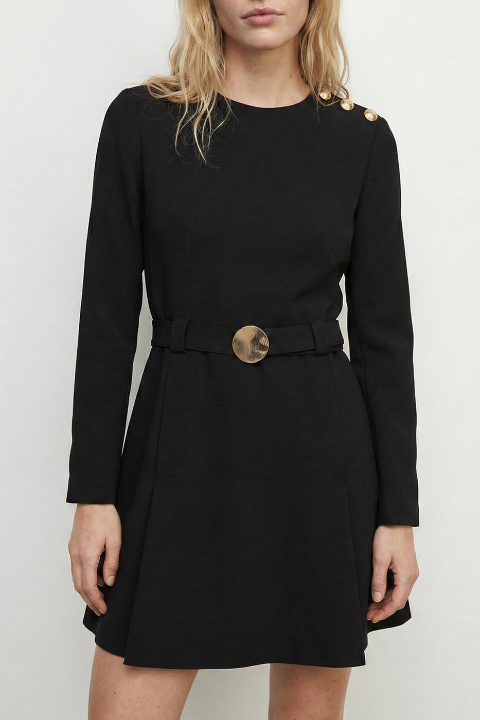 Mini Dress with Belt Detail Black