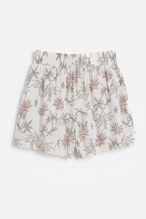 Linen Gathered Mini Shorts Ecru