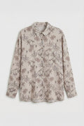Linen Blend Oversize Shirt Beige