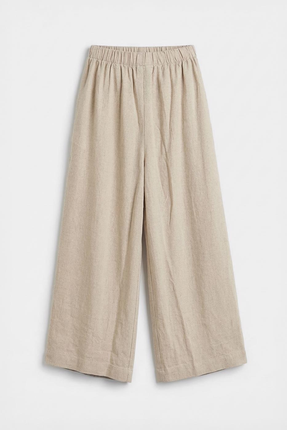 Linen Blend Oversize Pants Beige