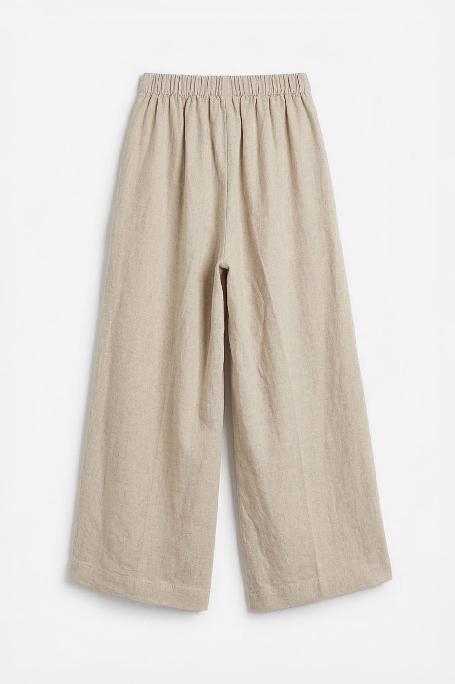 Linen Blend Oversize Pants Beige