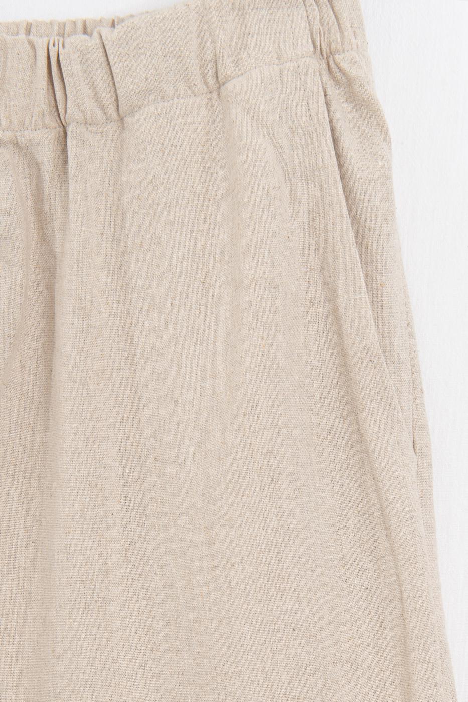 Linen Blend Oversize Pants Beige
