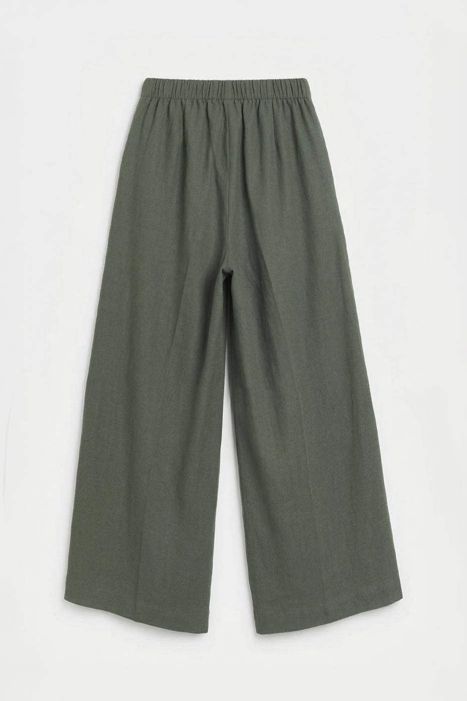 Linen Blend Oversize Pants Khaki