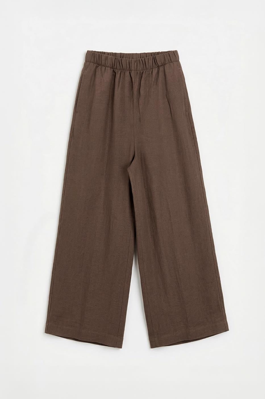 Linen Blend Oversize Pants Brown