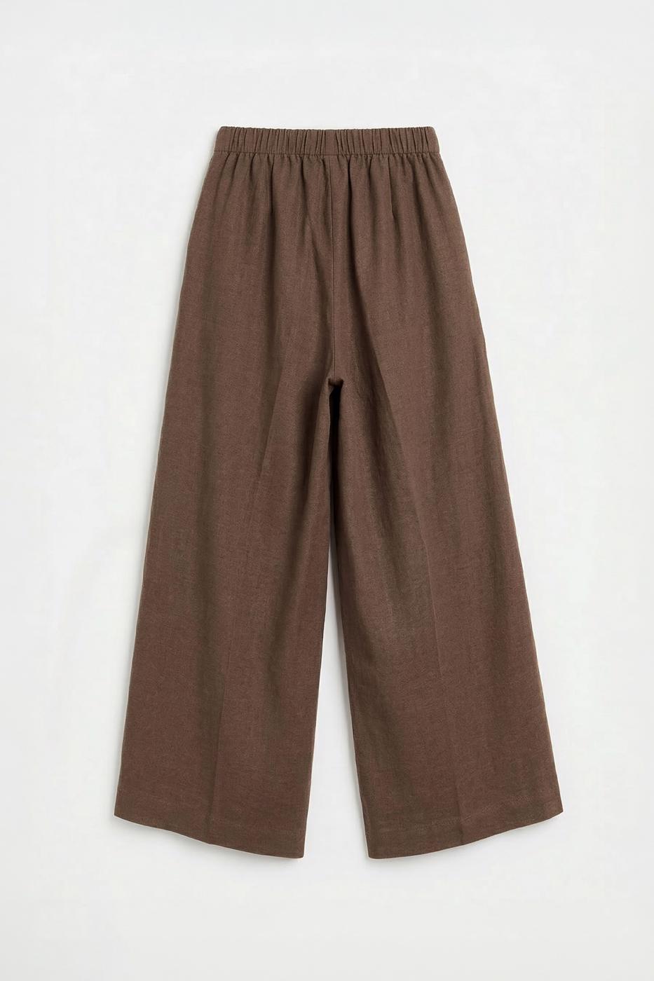 Linen Blend Oversize Pants Brown