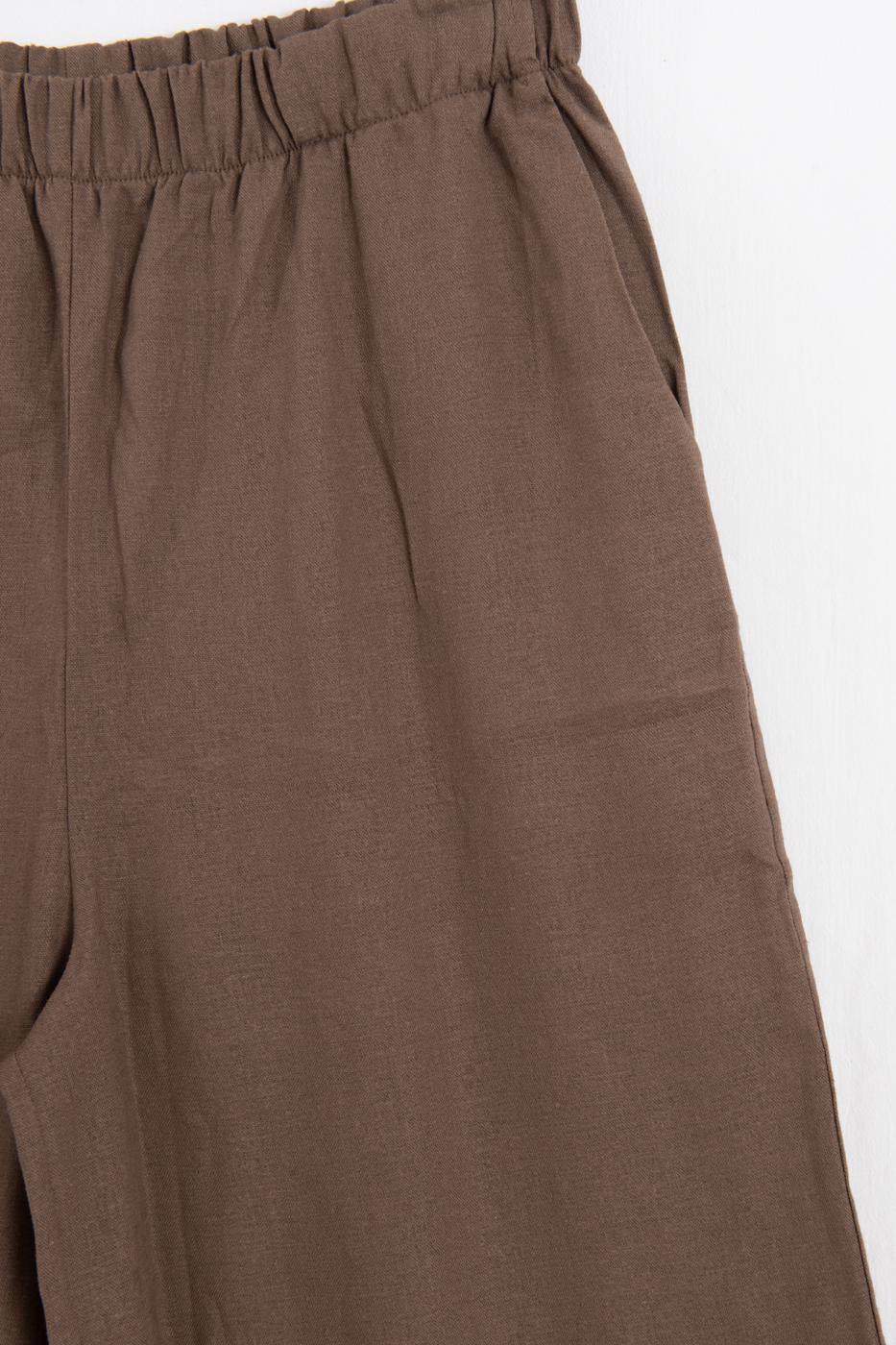 Linen Blend Oversize Pants Brown
