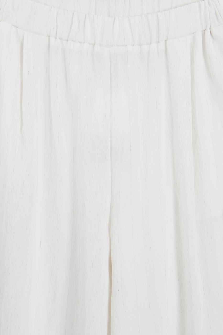 Linen Blend Loose Trousers Ecru