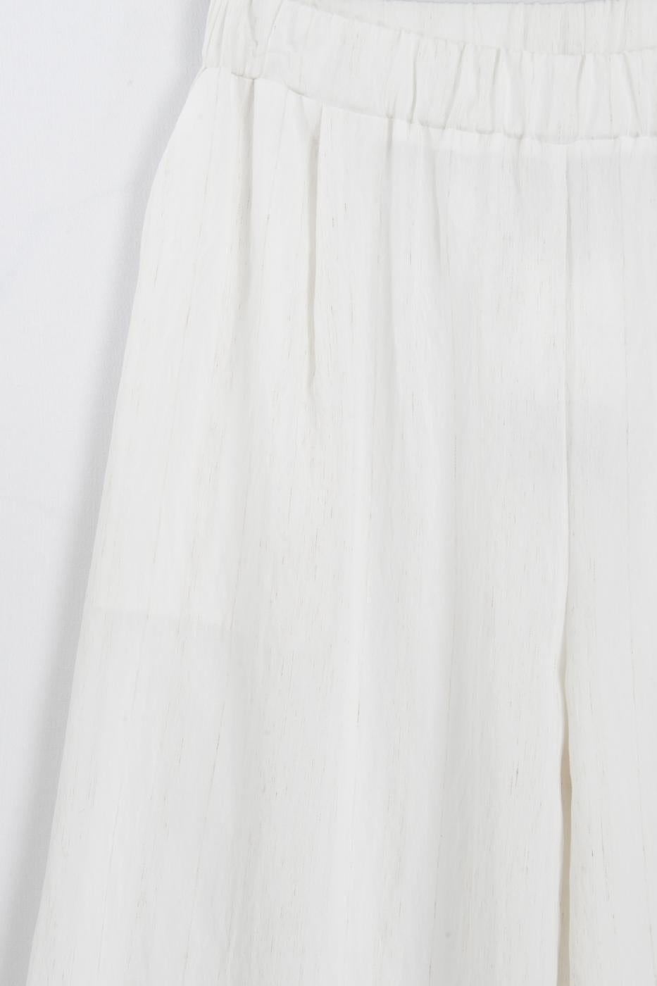 Linen Blend Loose Trousers Ecru
