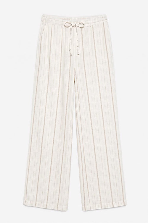 Wide-Leg Linen Blend Trousers Ecru