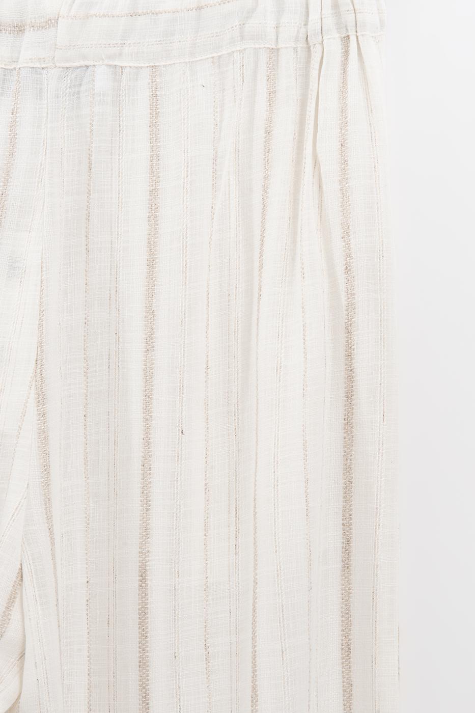 Wide-Leg Linen Blend Trousers Ecru