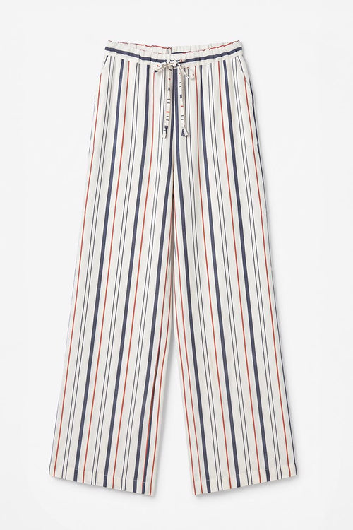 Linen Blend Striped Trousers Ecru