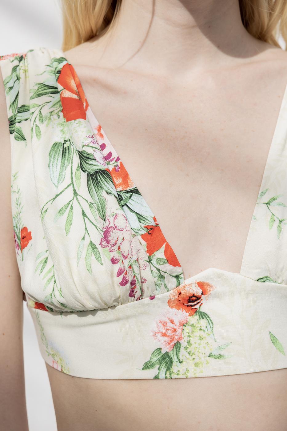 Linen Blend Deep Collar Detailed Bustier Ecru