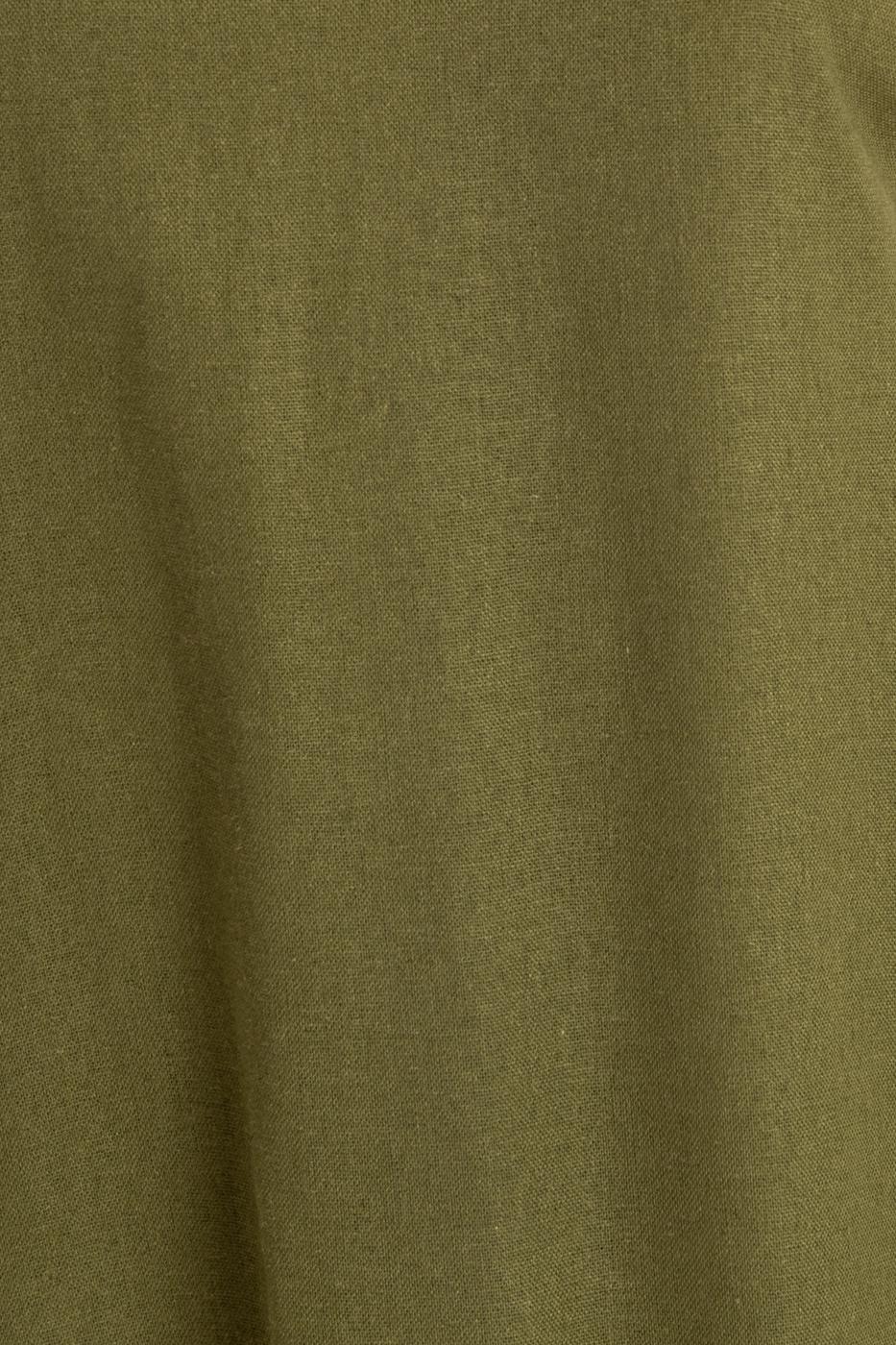Linen Blend Midi Dress Khaki