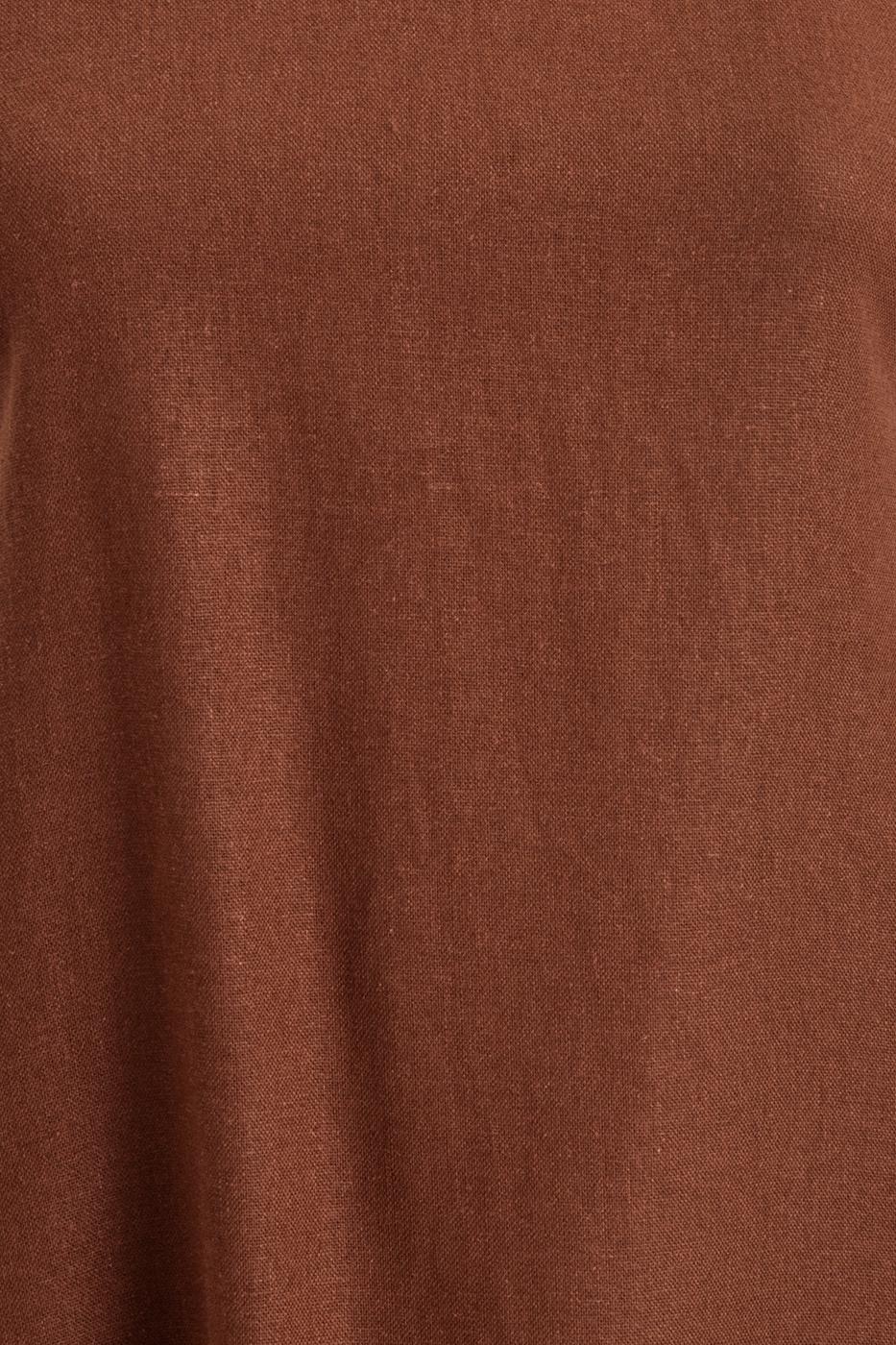 Linen Blend Midi Dress Brown