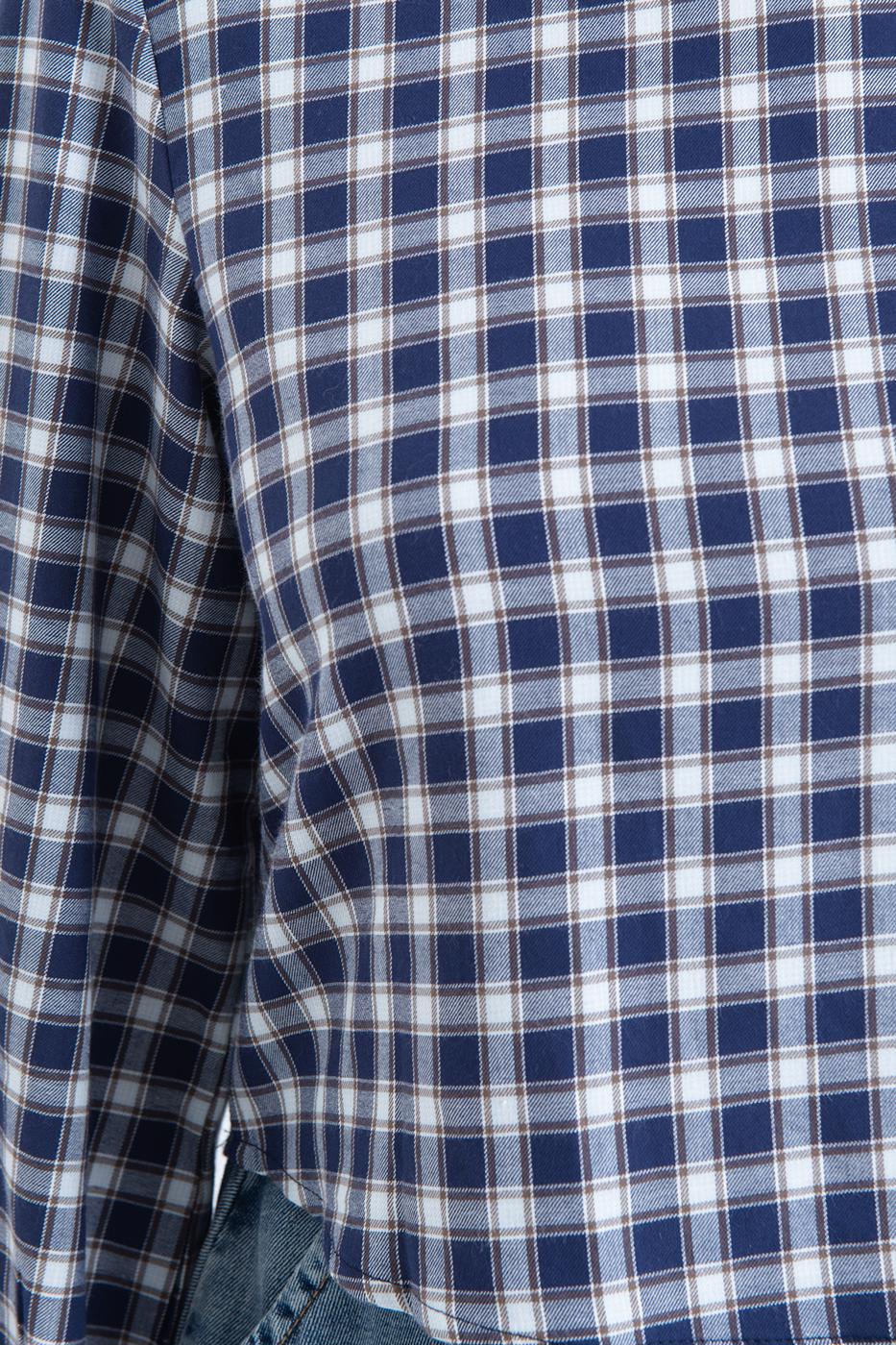 Plaid Poplin Blouse Navy