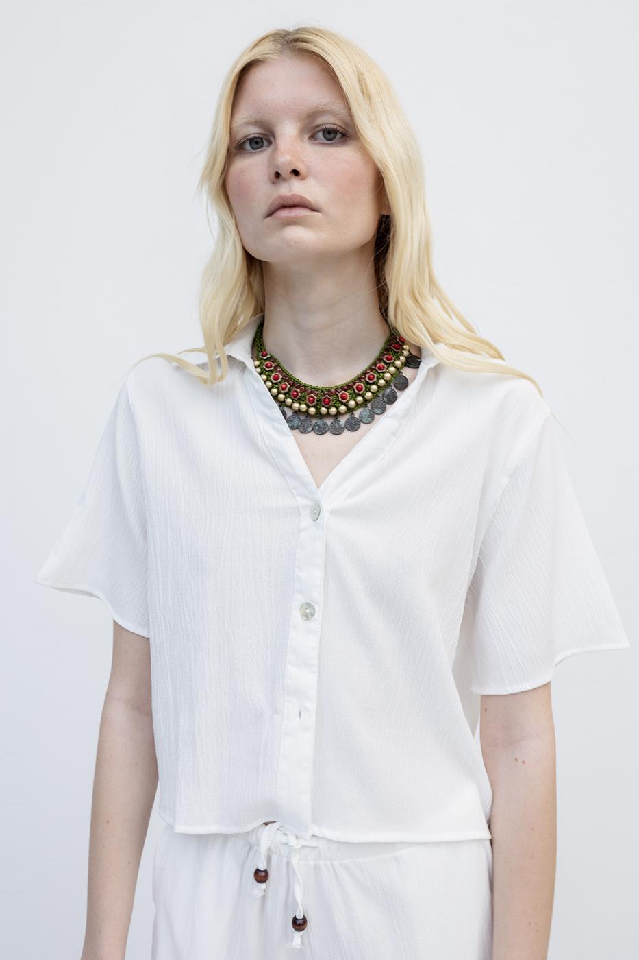 Short Sleeve Shirt Off whıte