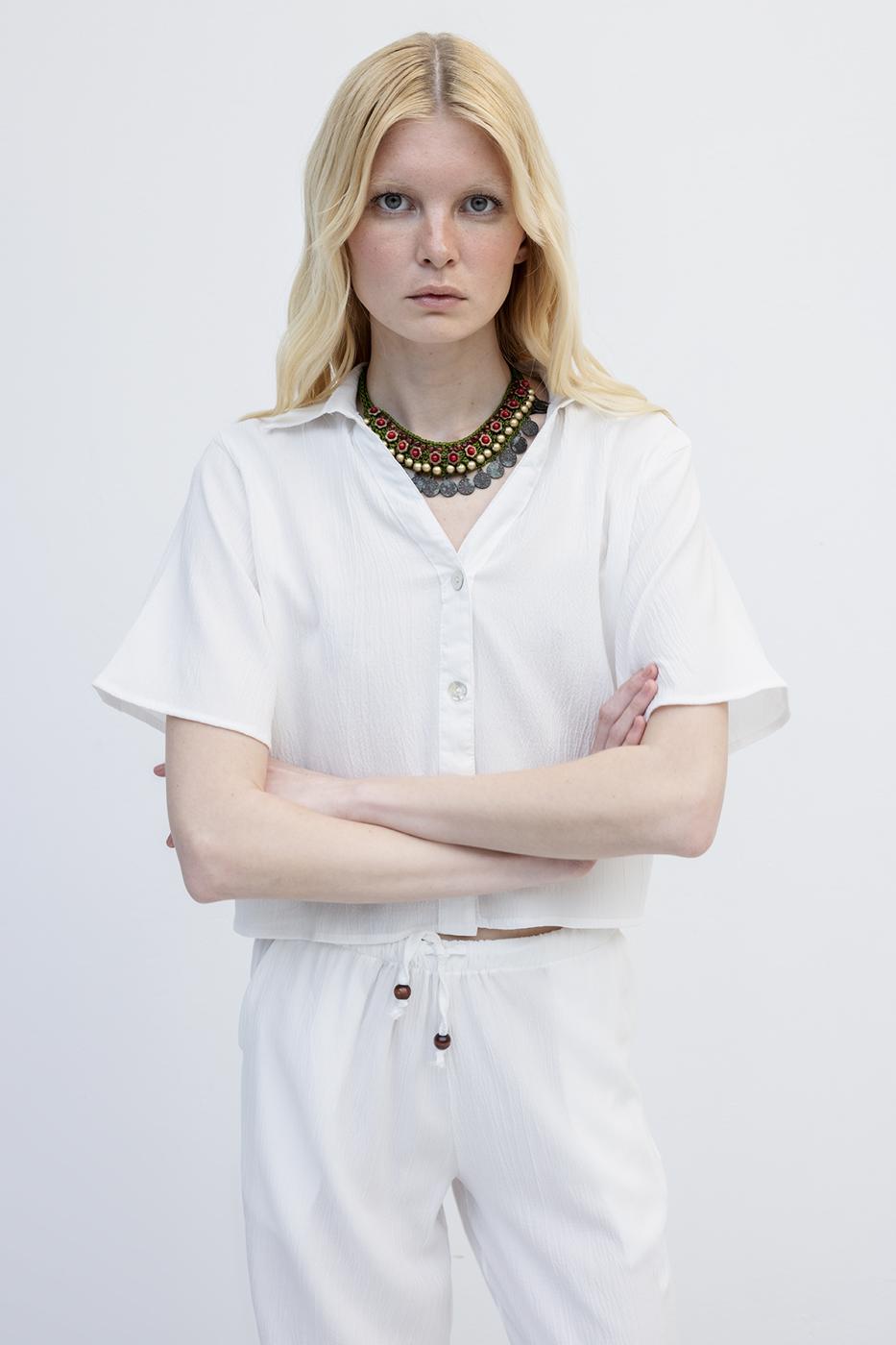 Short Sleeve Shirt Off whıte