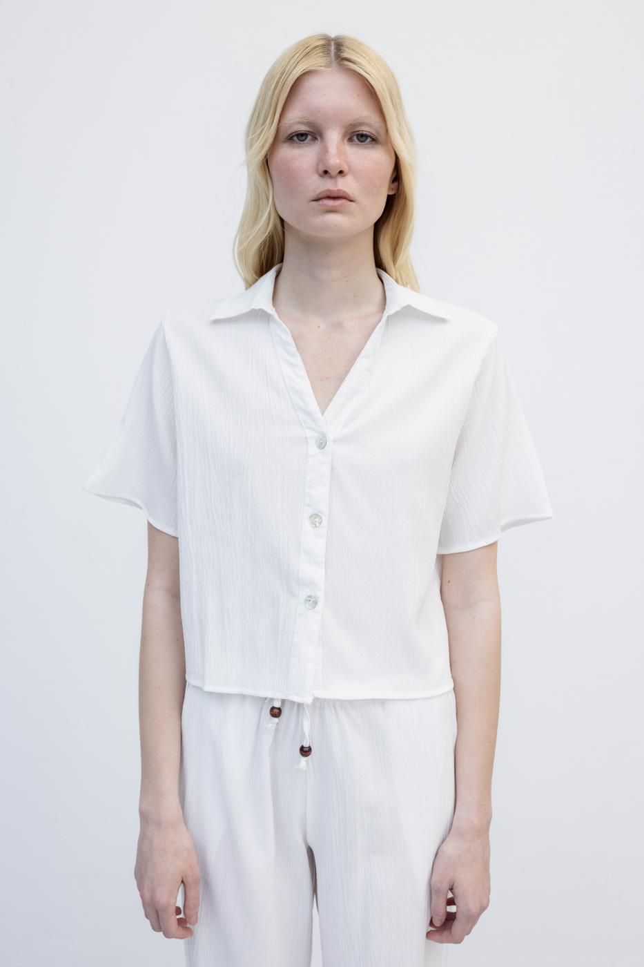 Short Sleeve Shirt Off whıte