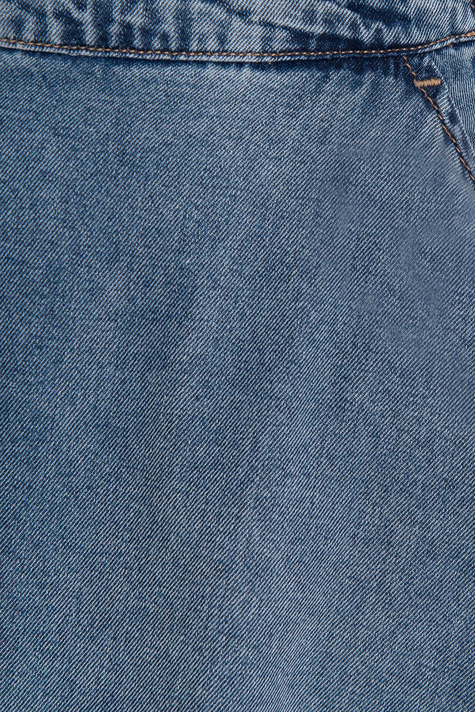 Flared Denim Midi Skirt Blue