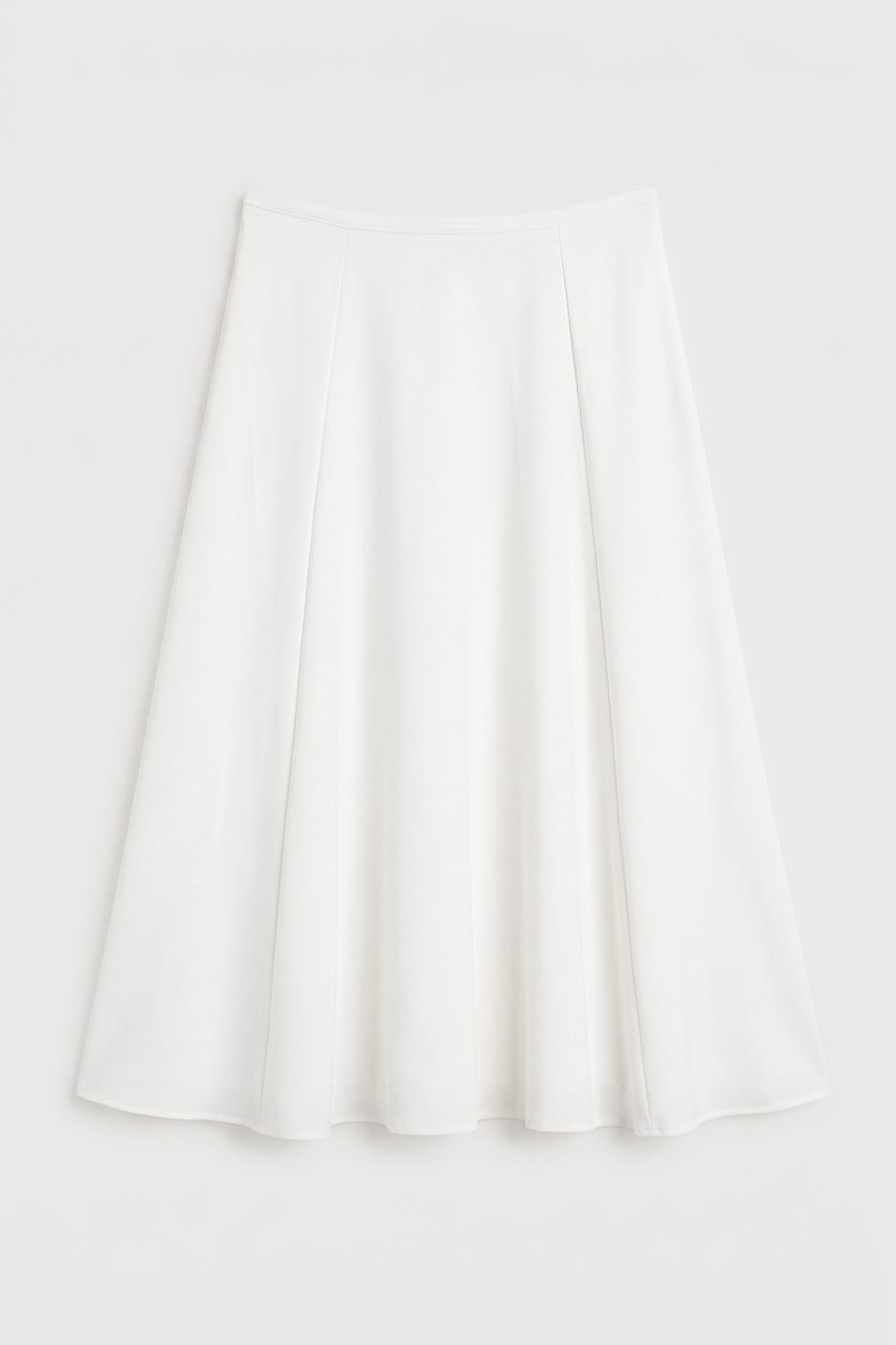 Flared Midi Skirt White