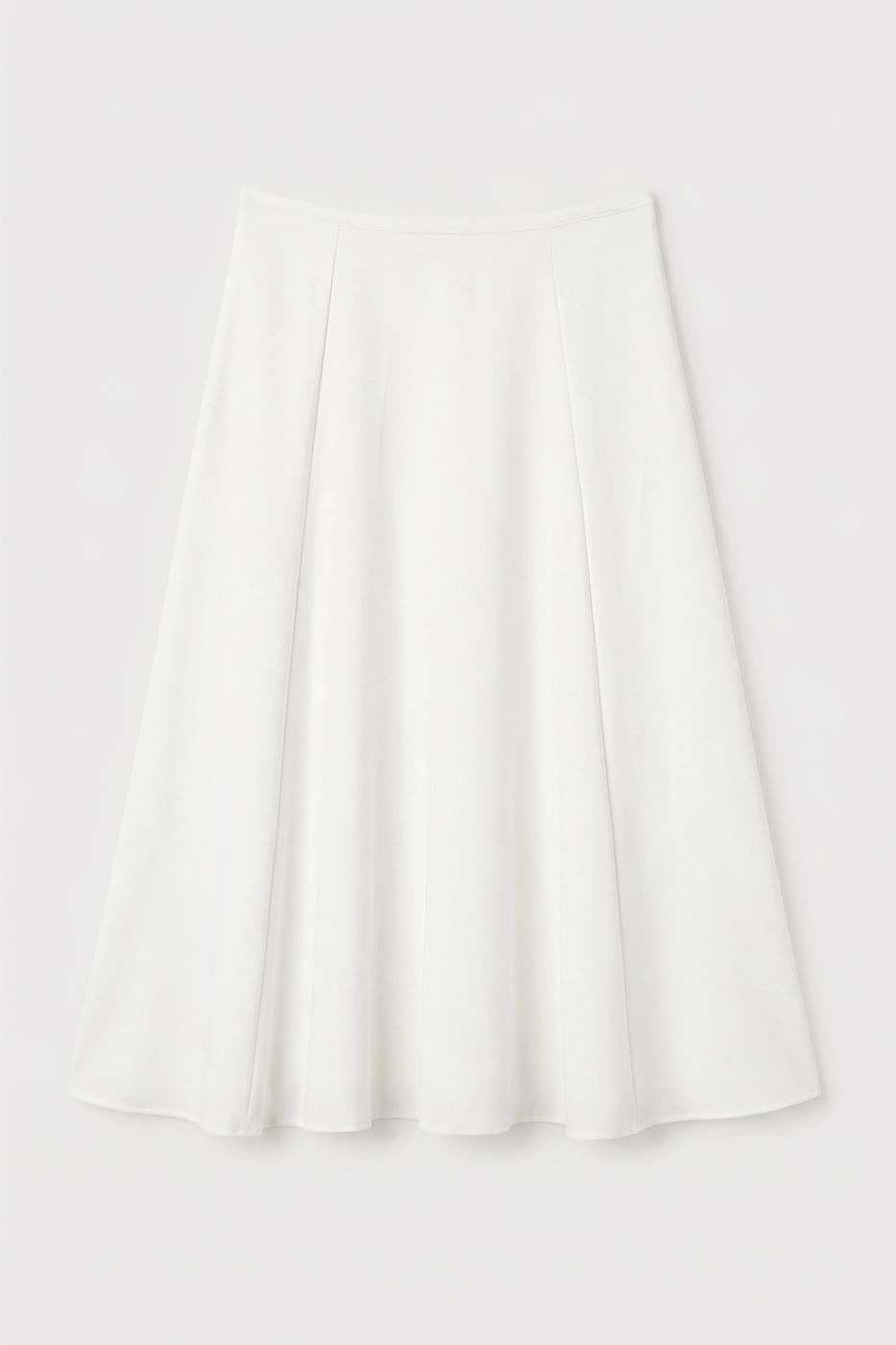 Flared Midi Skirt White