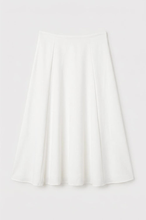 Flared Midi Skirt White