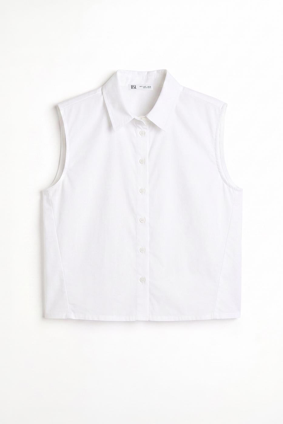 Sleeveless Poplin Shirt White